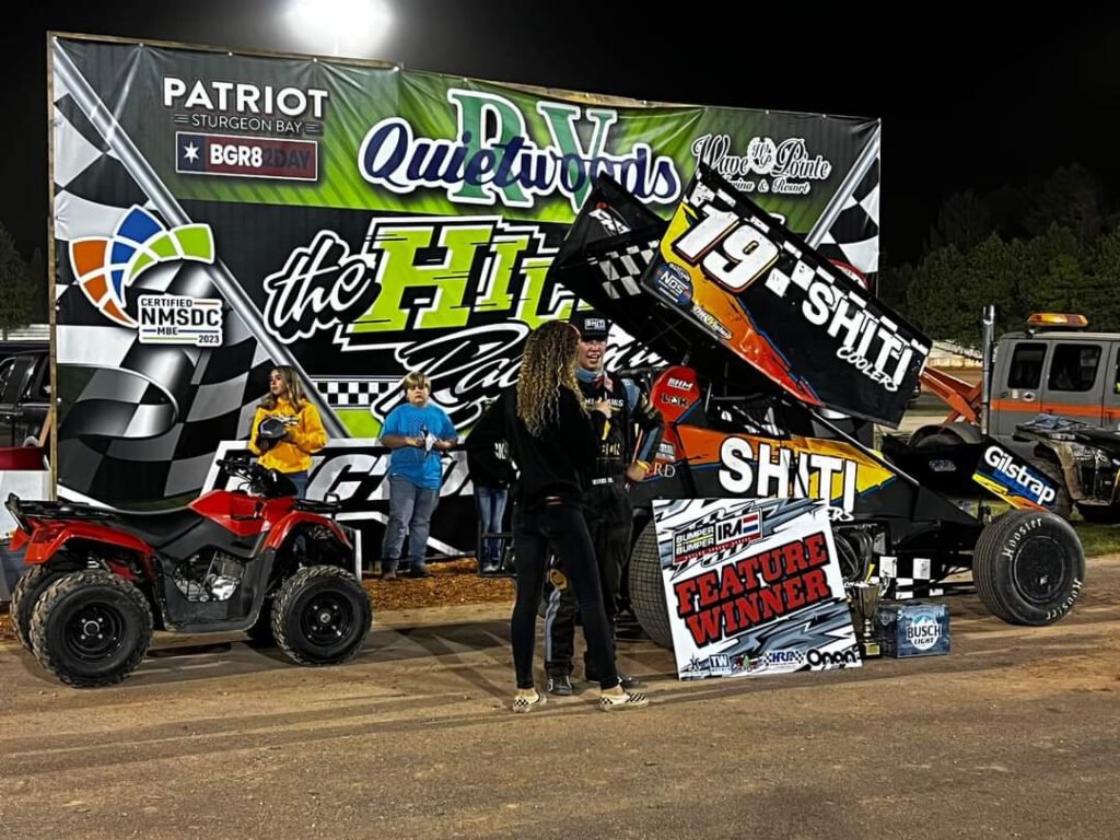 Joel Myers in victory lane at The Hill Raceway