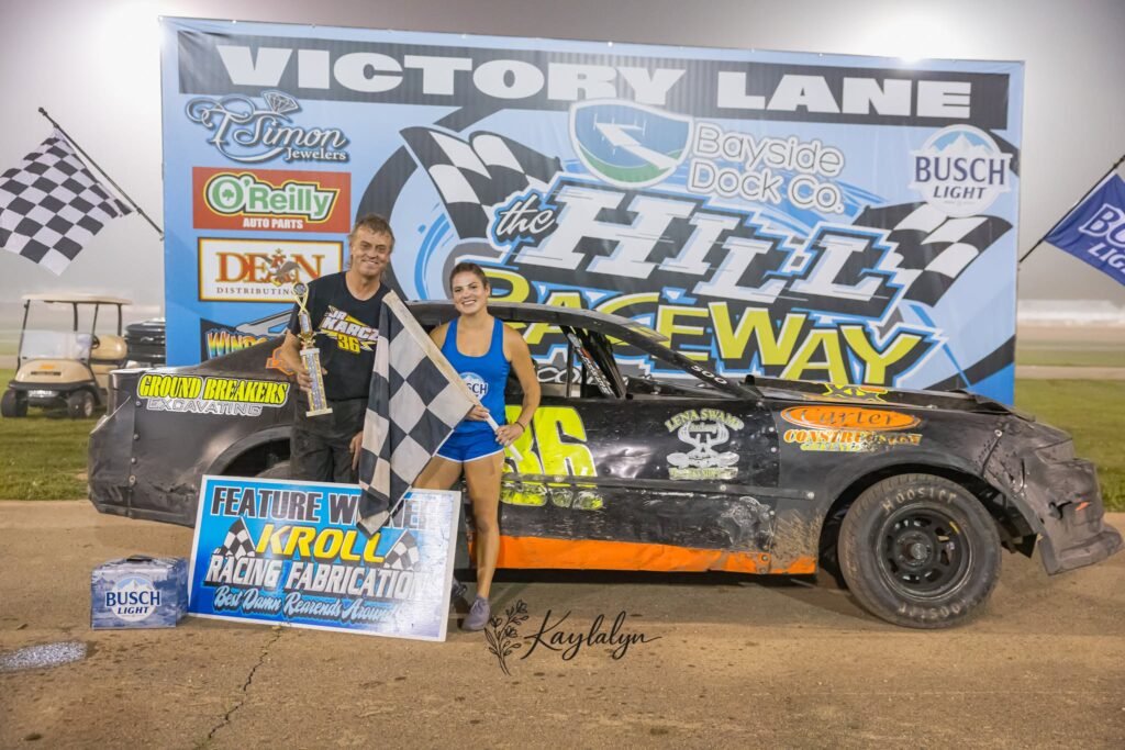 Larry Karcz Jr in Victory lane at The Hill Raceway